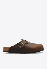 Birkenstock Boston Logo-Detail Leather Clogs Brown 159711 0-HABANA