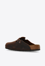 Birkenstock Boston Logo-Detail Leather Clogs Brown 159711 0-HABANA