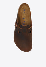 Birkenstock Boston Logo-Detail Leather Clogs Brown 159711 0-HABANA