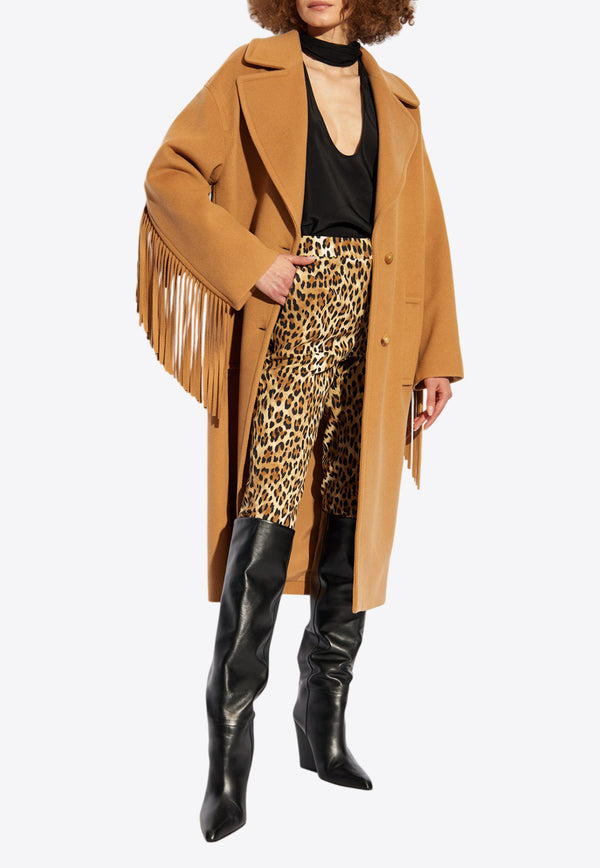 Moschino Single-Breasted Fringed Coat Brown 242E A0611 5512-0087