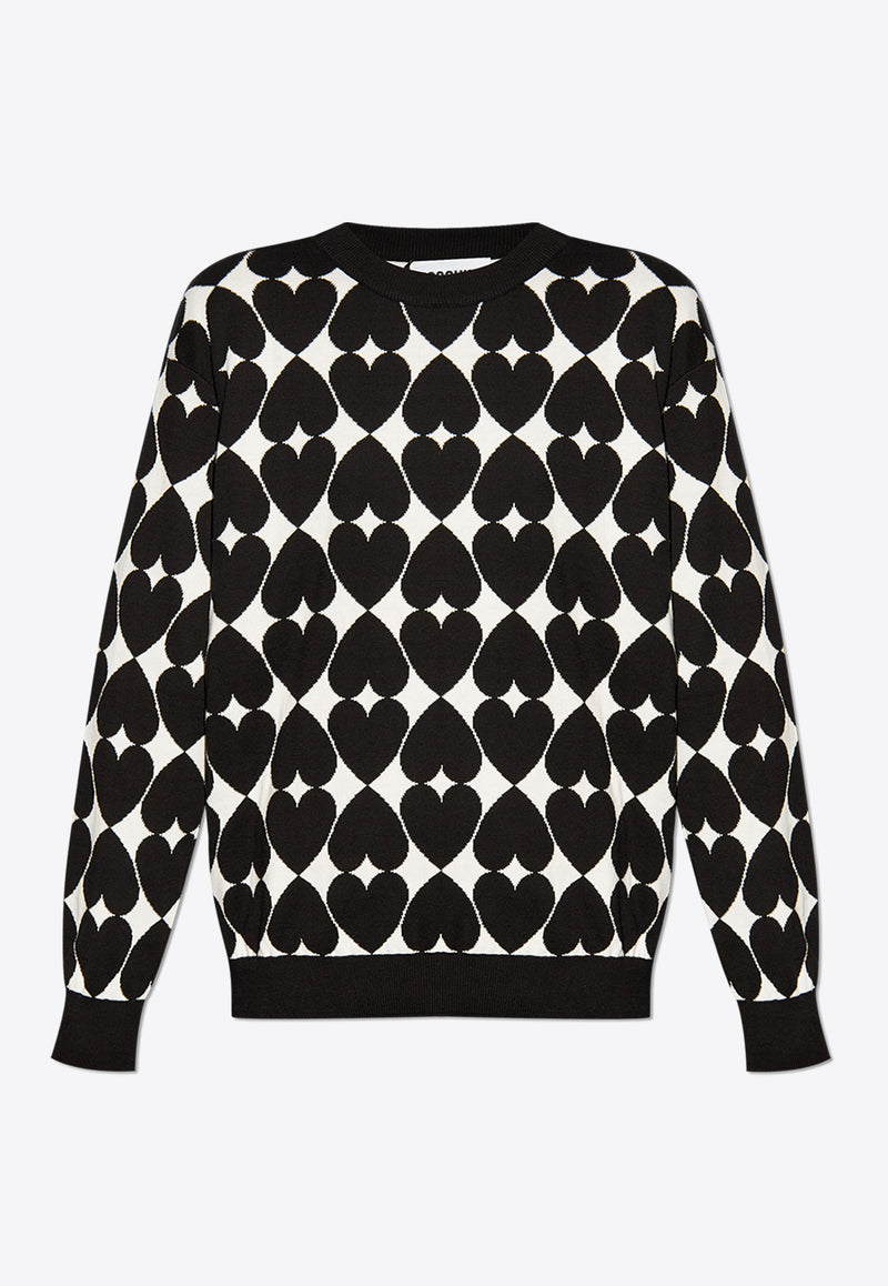 Moschino Heart Motif Knit Sweater Black 242E J0917 5506-2555