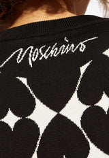 Moschino Heart Motif Knit Sweater Black 242E J0917 5506-2555