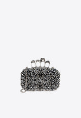 Alexander McQueen Skull Four Ring Crystal-Embellishment Clutch Bag Black 676256 1T115-1000