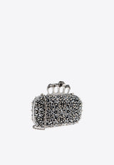 Alexander McQueen Skull Four Ring Crystal-Embellishment Clutch Bag Black 676256 1T115-1000