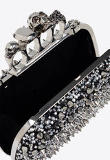 Alexander McQueen Skull Four Ring Crystal-Embellishment Clutch Bag Black 676256 1T115-1000