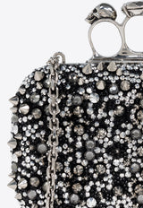 Alexander McQueen Skull Four Ring Crystal-Embellishment Clutch Bag Black 676256 1T115-1000