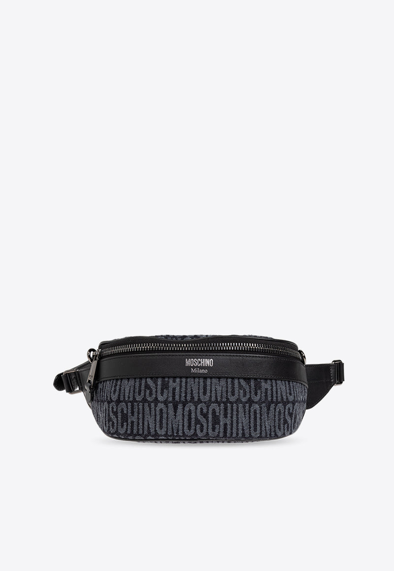 Moschino Monogram Jacquard Belt Bag Black 2426M A7705 8274-1555