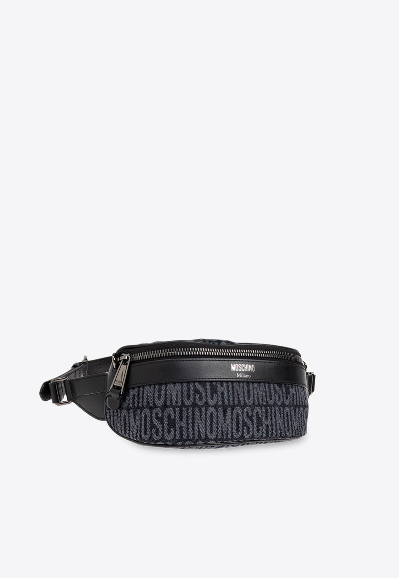 Moschino Monogram Jacquard Belt Bag Black 2426M A7705 8274-1555