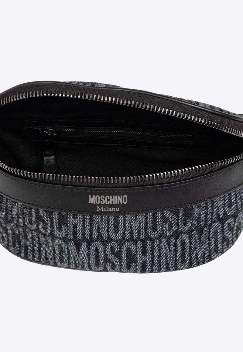 Moschino Monogram Jacquard Belt Bag Black 2426M A7705 8274-1555