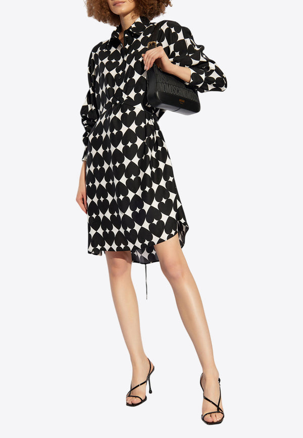 Moschino Heart Motif Mini Shirt Dress Black 242E A0426 5553-1555