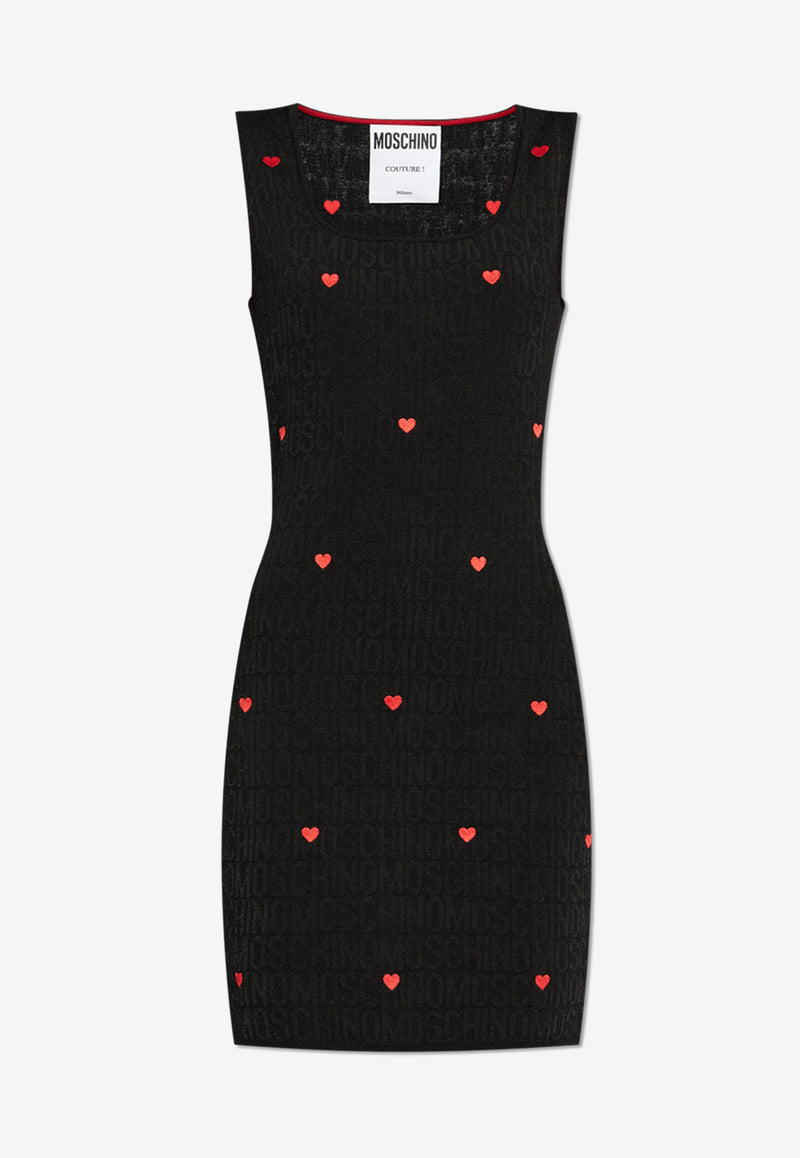 Moschino Heart Embroidered Mini Dress Black 242EM A0481 7700-1555