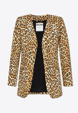 Moschino Single-Breasted Leopard Print Blazer Brown 242E A0509 5550-1888