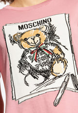 Moschino Drawn Teddy Bear Print Mini T-shirt Dress Pink 242E V0494 5506-0181