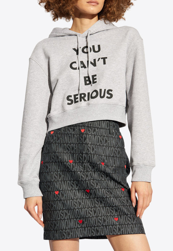 Moschino You Can't Be Serious Cropped Hoodie Gray 242E A1705 5528-1485