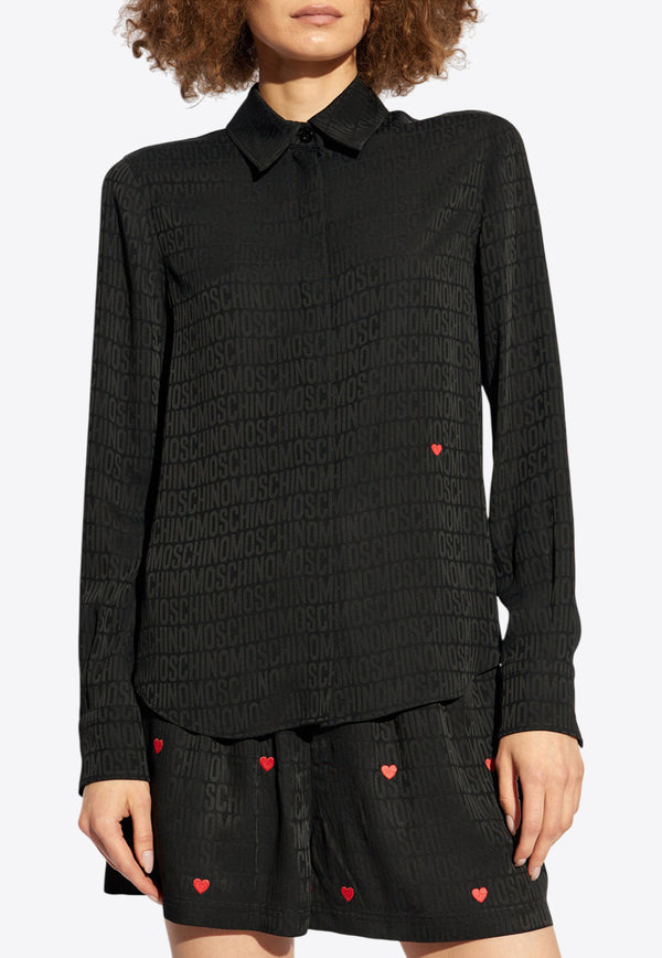 Moschino Monogram Long-Sleeved Shirt Black 242EM A0209 7748-2555