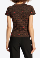 Moschino Monogram Jacquard Slim T-shirt Brown 242EM A0707 7745-2103