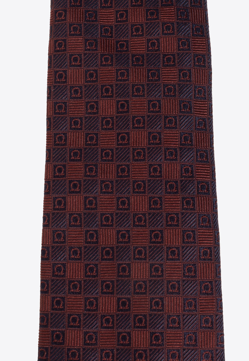 Salvatore Ferragamo Gancini Jacquard Silk Tie Bordeaux 350991 4 VIGO7J 774137-F BORDEAUX