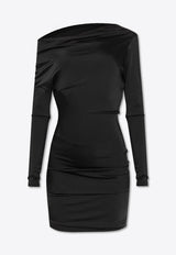 Alexander McQueen Asymmetric Draped Mini Dress Black 794539 QLADO-1000