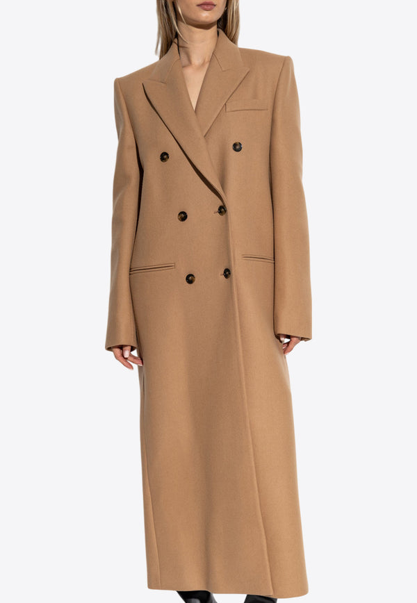 Stella McCartney Notched-Lapel Long Wool Coat Beige 660087 3CU850-2745