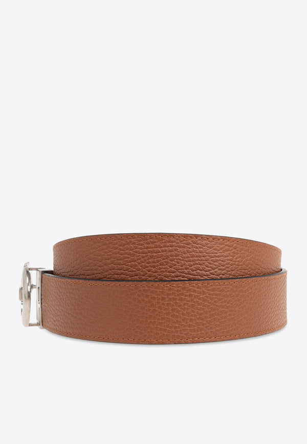 Salvatore Ferragamo Gancini Reversible Leather Belt Brown 675542 DOUBLE ADJUS 776308-NERO