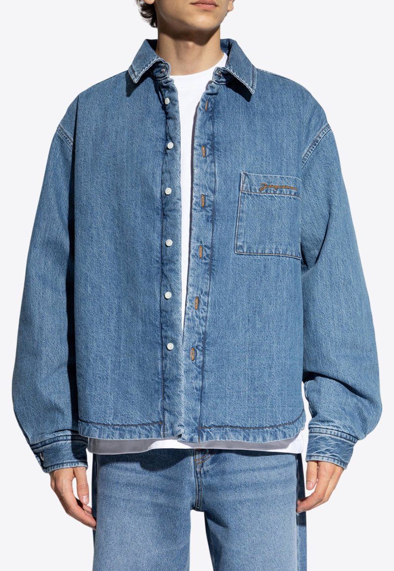 Jacquemus La Boulanger Logo-Embroidered Denim Shirt Blue 245DE034 1521-33C