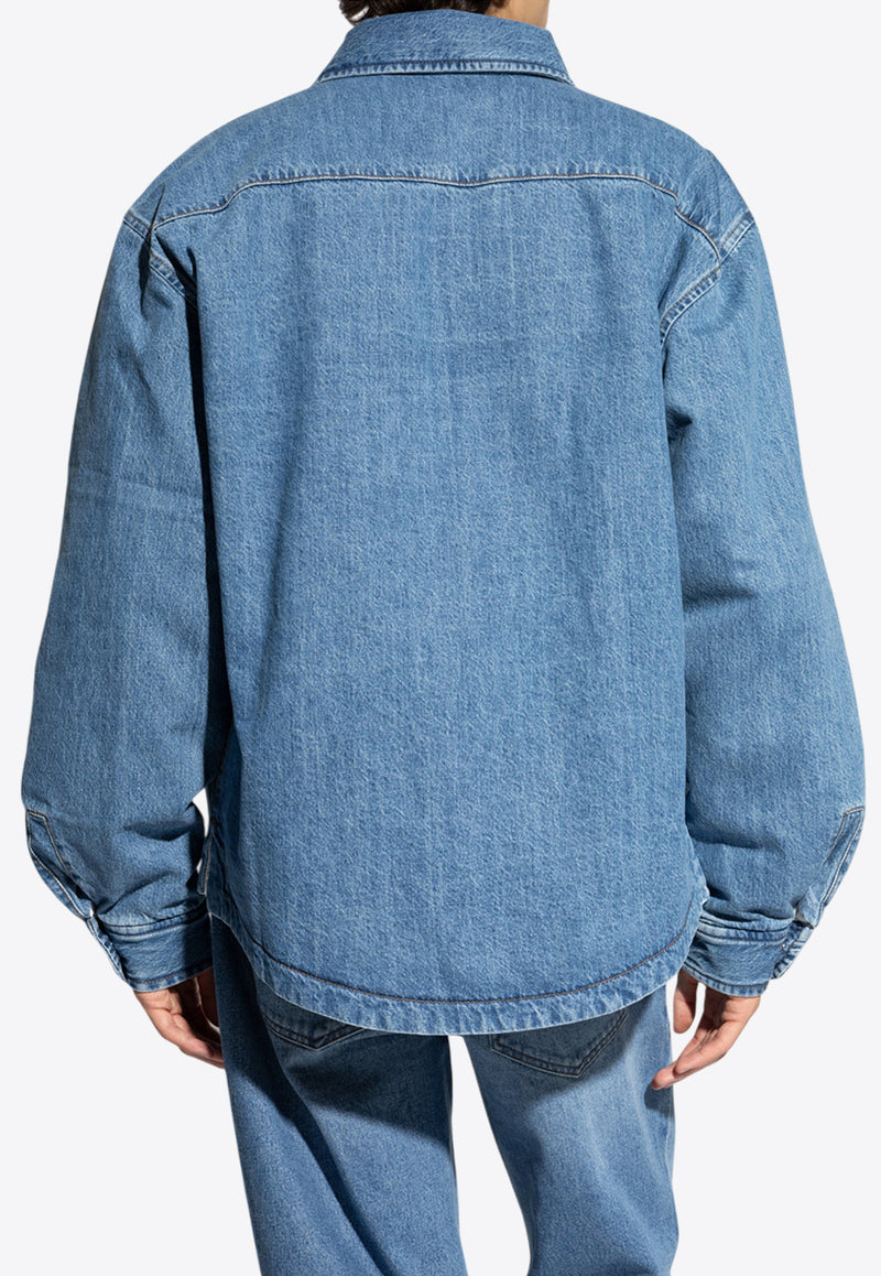 Jacquemus La Boulanger Logo-Embroidered Denim Shirt Blue 245DE034 1521-33C