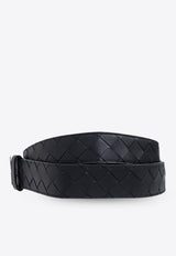 Bottega Veneta Intrecciato Leather Belt Black 799046 V4KF1-8803