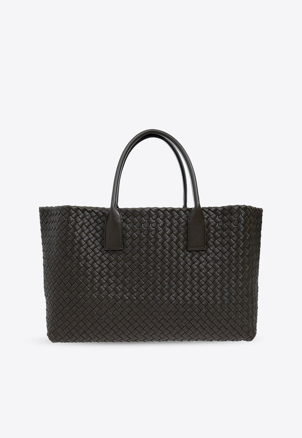 Bottega Veneta Medium Cabat Intreccio Leather Tote Bag Kaki 608810 V1OW1-3323