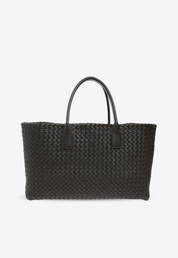 Bottega Veneta Medium Cabat Intreccio Leather Tote Bag Kaki 608810 V1OW1-3323