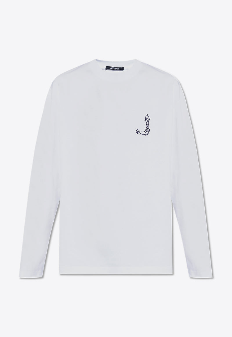 Jacquemus Le Merù Embroidered Long-Sleeved T-shirt White 246JS152 2125-100