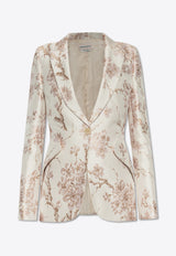 Alexander McQueen Floral-Pattern Single-Breasted Blazer Cream 585442 QGABC-5072