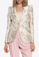 Alexander McQueen Floral-Pattern Single-Breasted Blazer Cream 585442 QGABC-5072