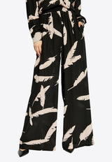 Alexander McQueen Feather Silk Pants Black 700838 QCALD-1293