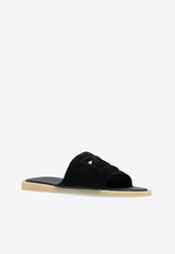 Dolce & Gabbana DG Logo Suede Slides Black A80461 AT441-80999