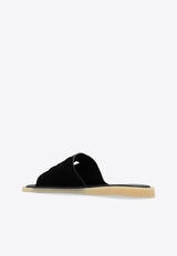 Dolce & Gabbana DG Logo Suede Slides Black A80461 AT441-80999