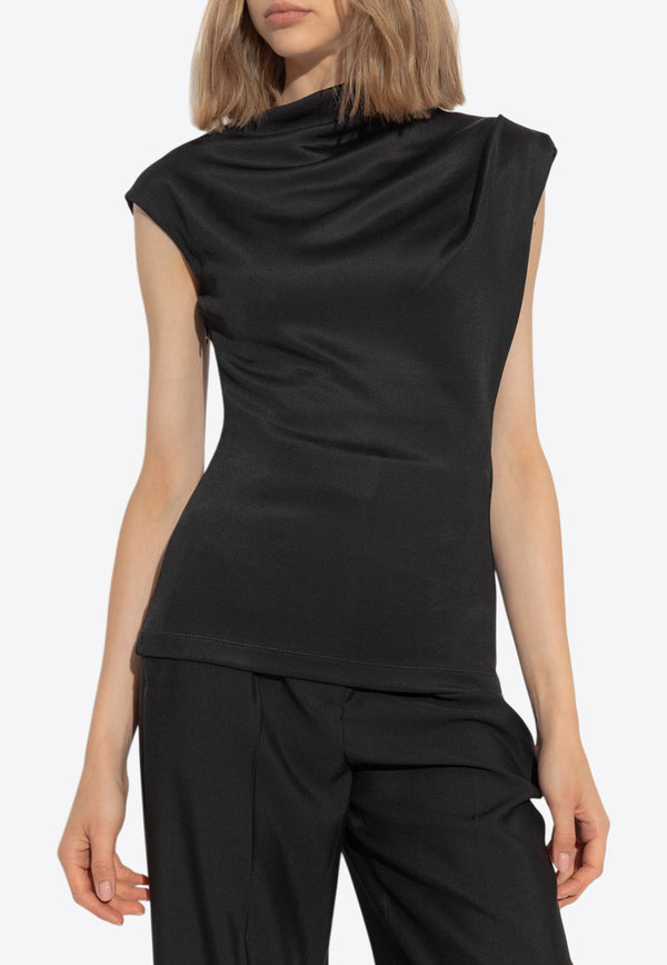 Alexander McQueen Asymmetric Draped Sleeveless Top Black 794537 QLADK-1000