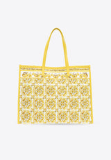 Dolce & Gabbana Large Majolica Print Canvas Tote Bag Yellow BB2274 AP026-HG3OB