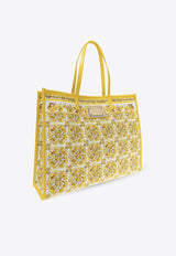 Dolce & Gabbana Large Majolica Print Canvas Tote Bag Yellow BB2274 AP026-HG3OB