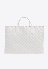 Bottega Veneta Maxi Cabat Intrecciato Leather Tote Bag White 787115 V9131-9007