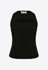 Alexander McQueen Cut-Out Viscose-Blend Sleeveless Top Black 798362 Q1BAQ-1000