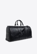 Bottega Veneta Cabin Intrecciato Leather Duffel Bag Black 795287 V2HL1-8803