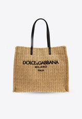 Dolce & Gabbana Large Logo Woven-Raffia Tote Bag Beige BM2274 AN232-8H001