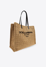 Dolce & Gabbana Large Logo Woven-Raffia Tote Bag Beige BM2274 AN232-8H001