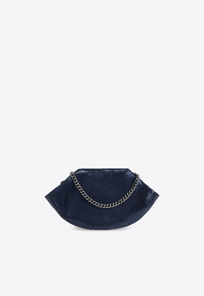 Stella McCartney Eco Shiny Clutch Bag with Chain Navy 7B0078 W9056-4101