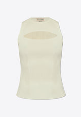 Alexander McQueen Cut-Out Viscose-Blend Sleeveless Top Cream 798362 Q1BAQ-9004