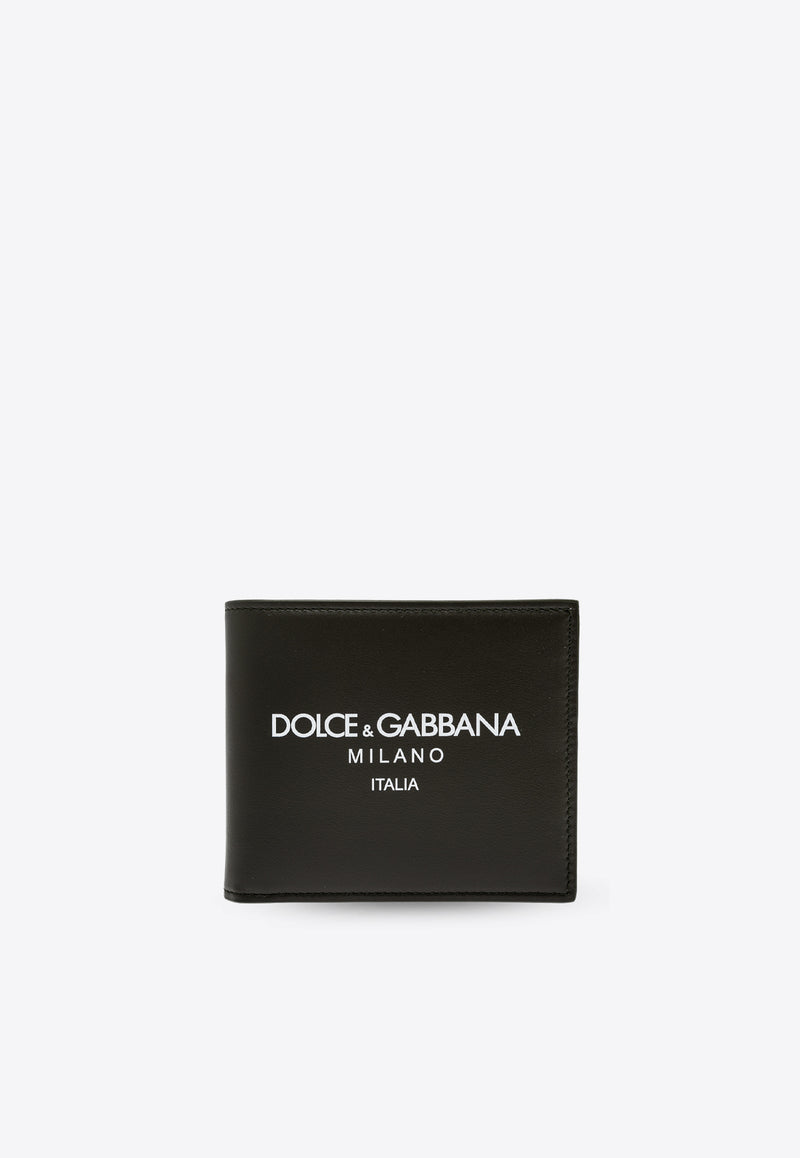 Dolce & Gabbana Bi-Fold Logo Print Leather Wallet Black BP1321 AN244-HXII7