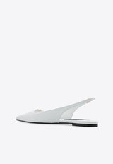 Dolce & Gabbana DG Plaque Pointed-Toe Flats White CG0795 A1953-80002