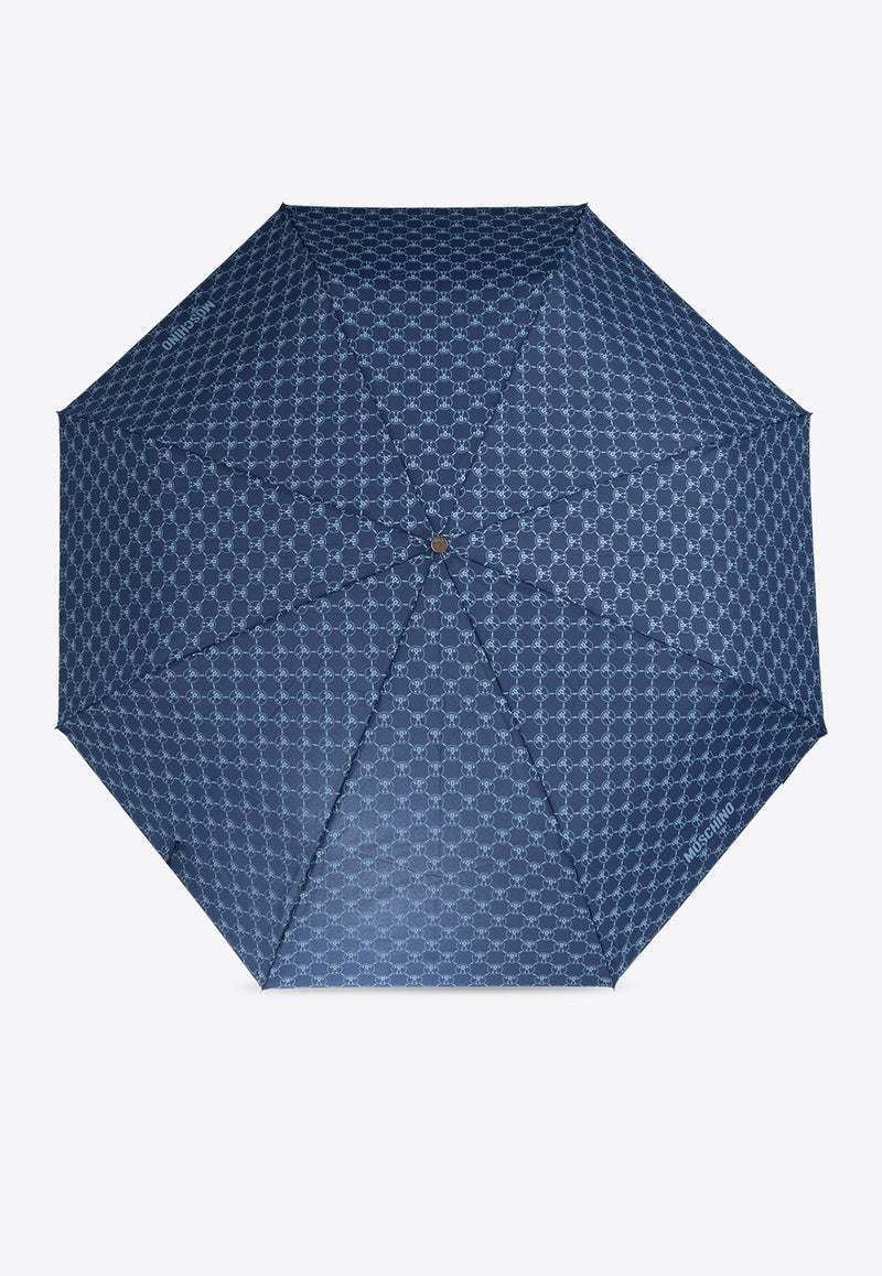 Moschino Signature Pattern Classic Umbrella Navy 8271 TOPLESSF-BLUE