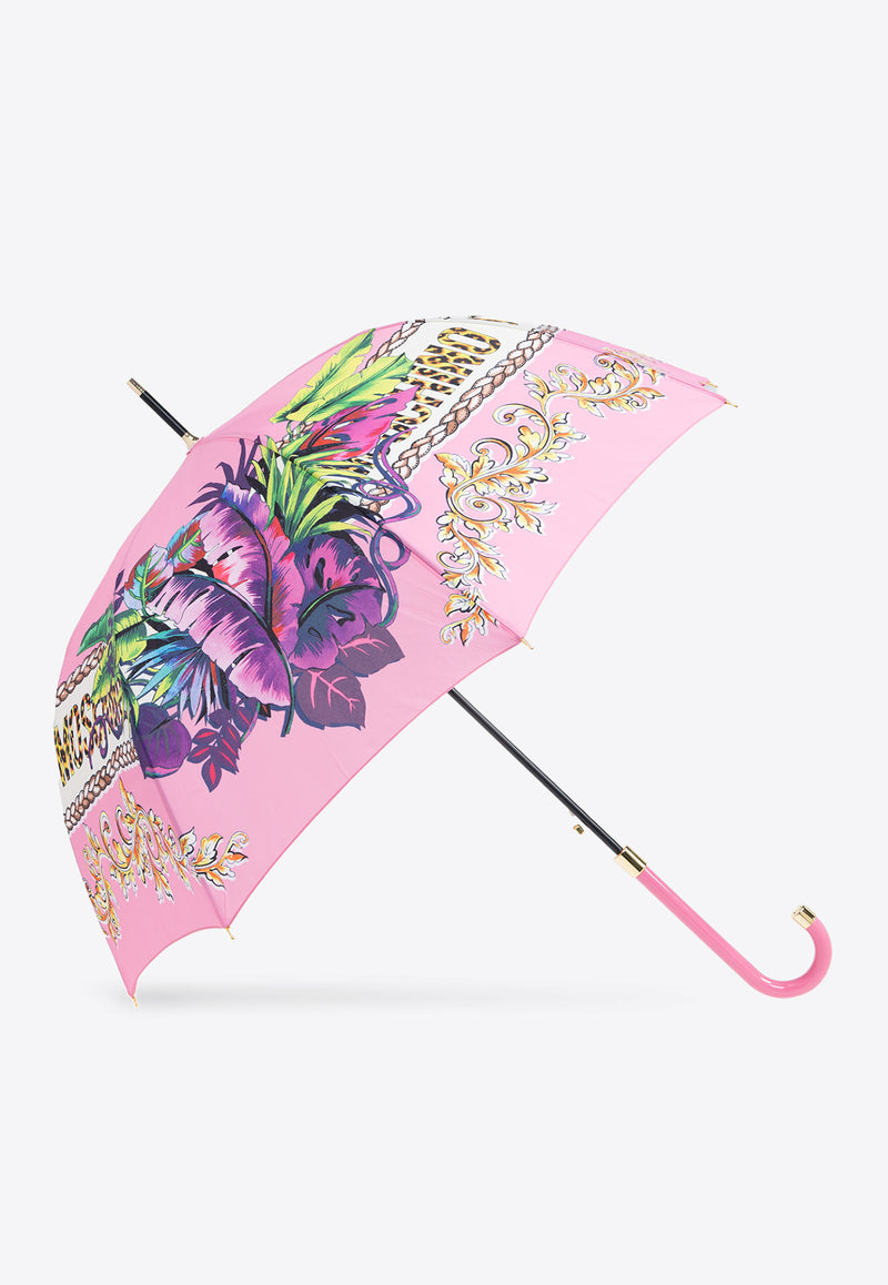 Moschino Graphic Print Classic Umbrella Pink 8862 63AUTON-PINK