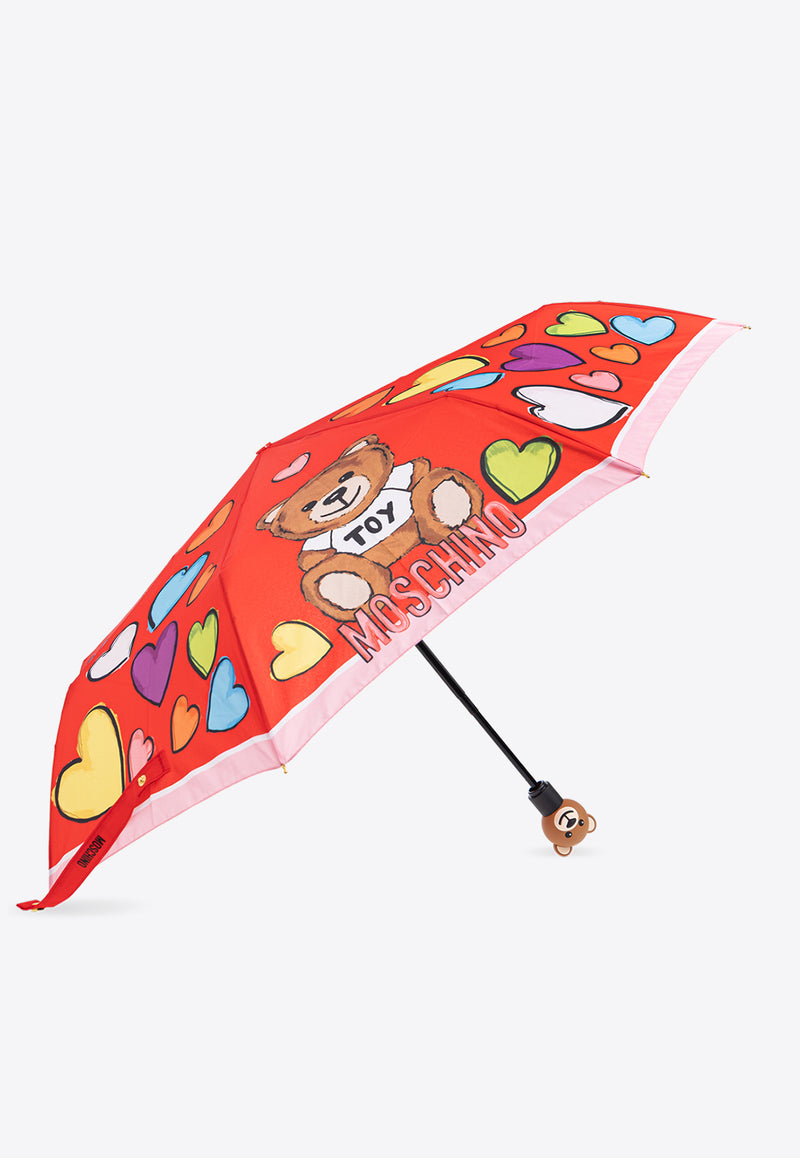 Moschino Printed Heart Umbrella Red 8587 OPENCLOSEC-RED